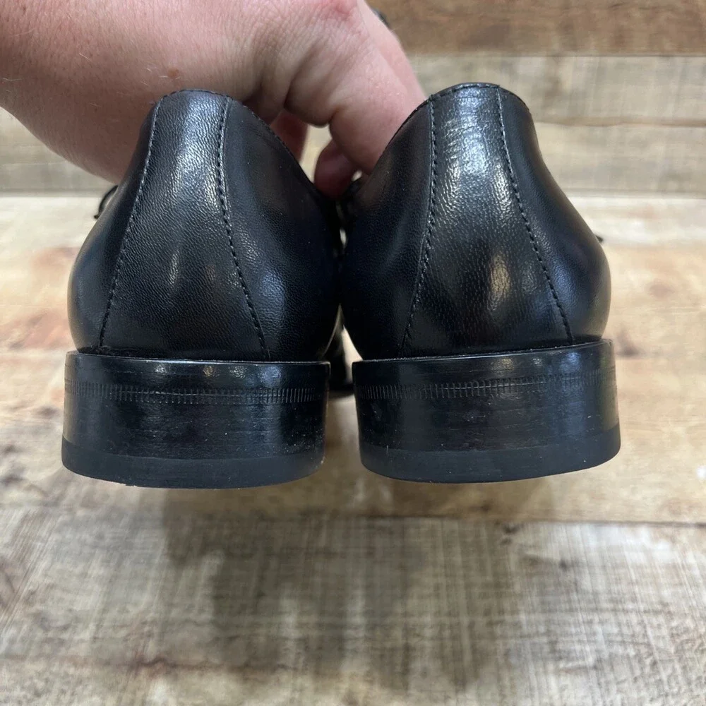 Bruno Magli Mens Black Leather Cap Toe Dress Shoes Size 6.5 UK 8.5 US